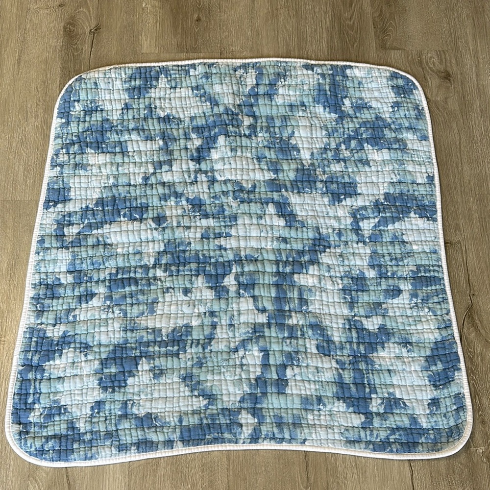 Honest Company Baby 100% Organic Cotton Hand-quilted Blanket Reversible Blue
